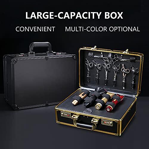 Fetcoi Fetcoi Barber Case Barber Carrying Case, Portable Hairdressing Tool Storage Barber Suitcase Barber Tool Box with Lock for Scissors Clippers Barber Supplies (Gold)