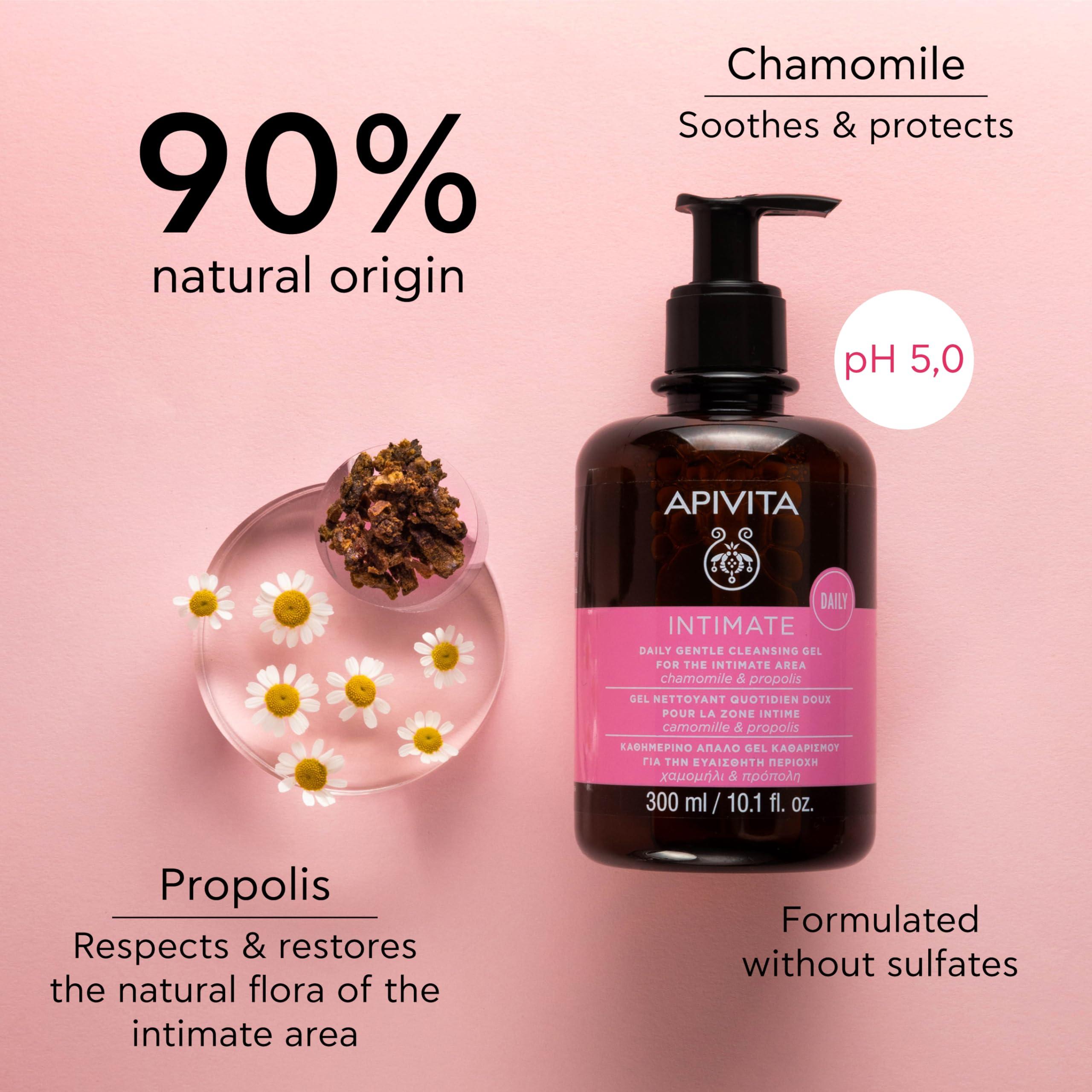 Apivita APIVITA Intimate Feminine Wash | pH-Balancing Gentle Gel Cleanser with Chamomile & Propolis, 300 mL / 10.1 oz