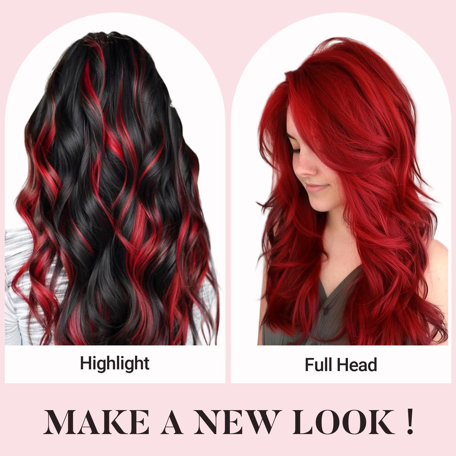 MAXITA MAXITA Tape in Hair Extensions Human Hair Red Hair Extensions Tape ins, 10pcs 25g 18 Inch Colored Party Highlight Tape in Extensions Straight Soft Real Human Hair Extension