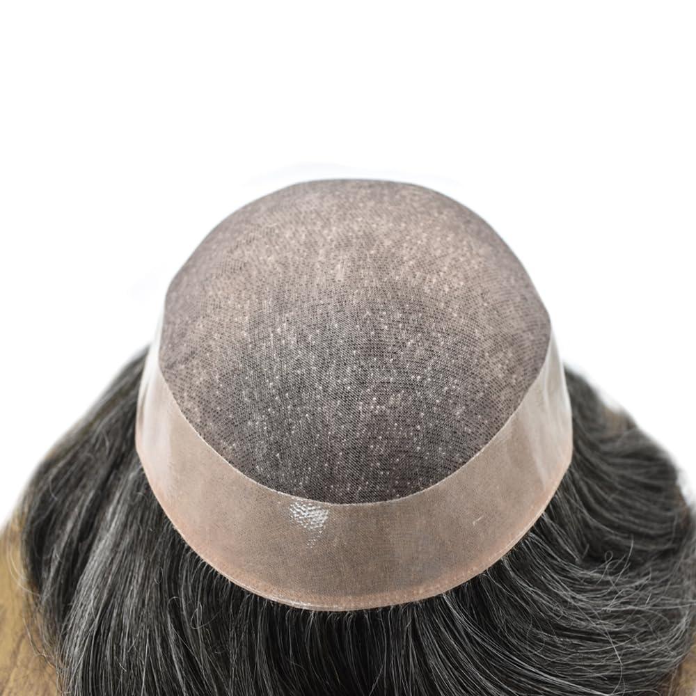 Hair Wonders Mens toupee hair replacement system for men hairpieces toupee for men real human hair pieces for men hair systems Protesis Capilar Para Hombre US Stock6x9-#1B40 1B# OFF BLACK+40% GREY