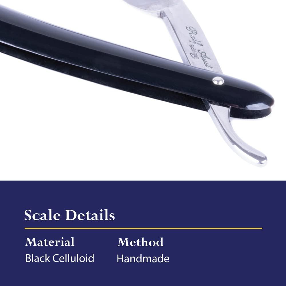 Royal Shave 5/8 Straight Razor Full Hollow Round Point Special Carbon Steel, Shave Ready Handmade Classic Wet Shaving Straight Razor (MADE IN GERMANY) Black Handle
