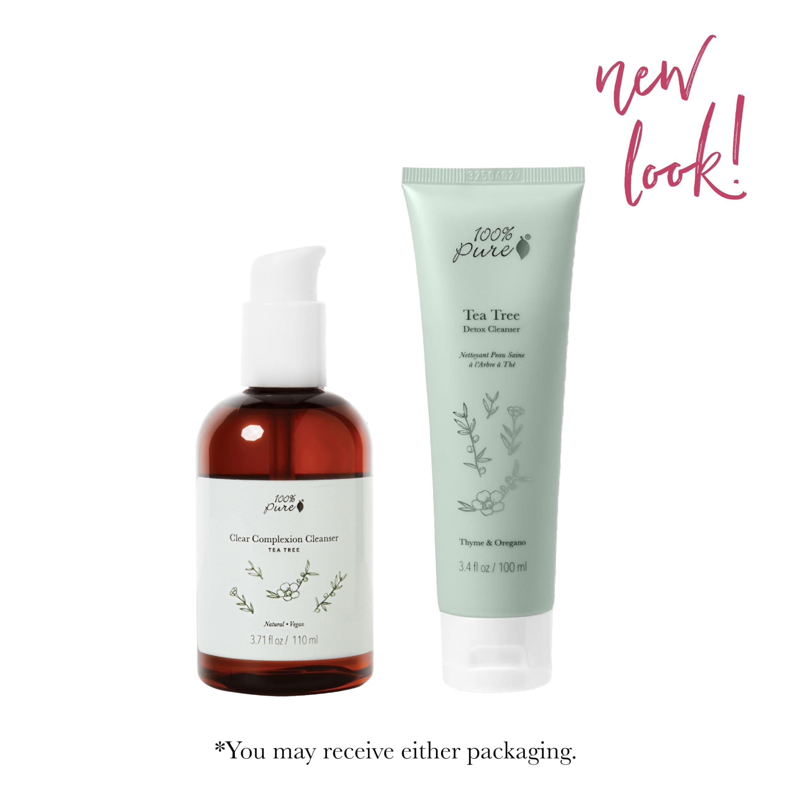 100% PURE 100% PURE Tea Tree Clear Complexion Cleanser Face Wash Natural Botanic Foam Acne Blemish Treatment Deep Skin Cleansing Pore Declogger - Vegan - 3.71oz