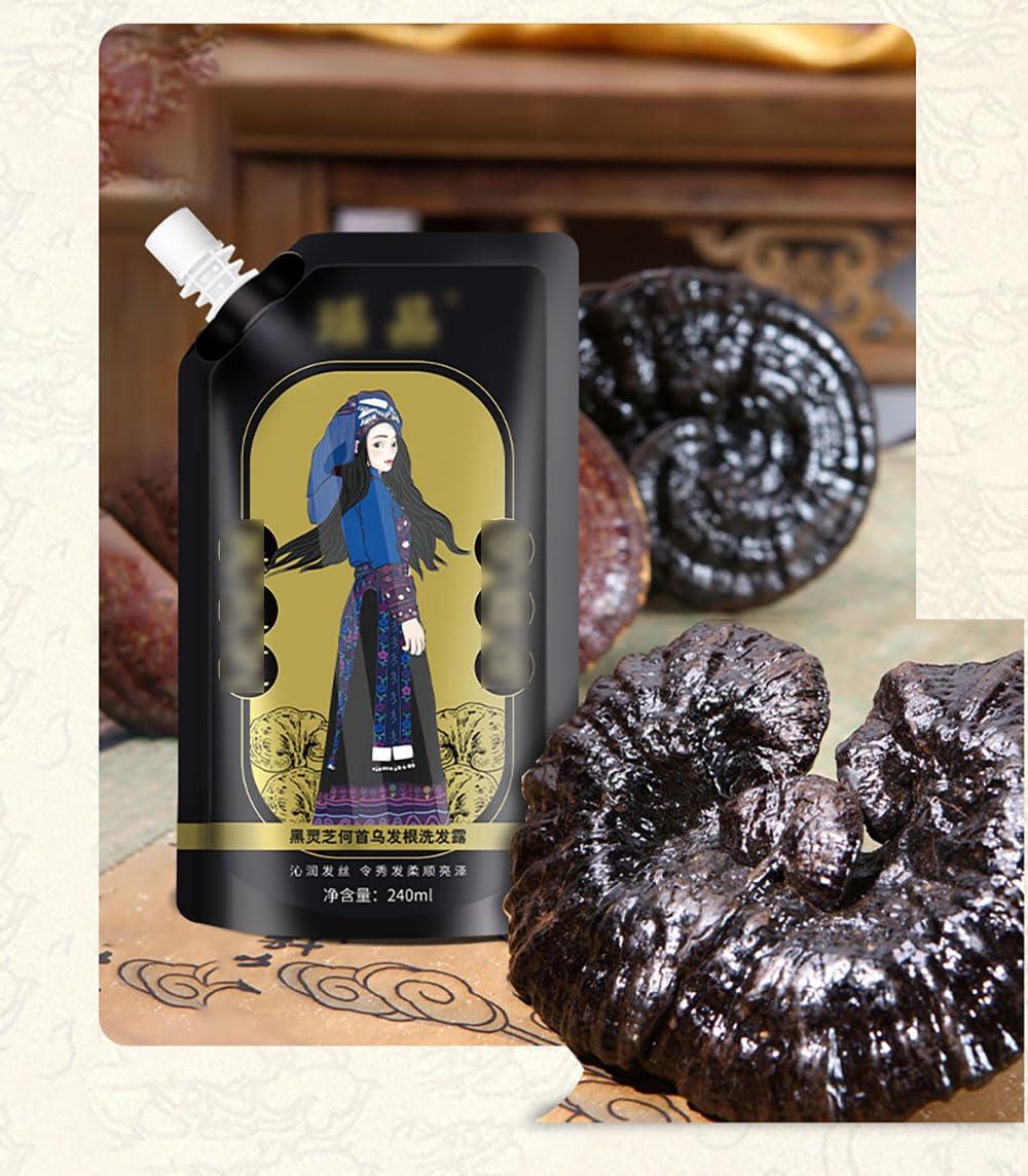 Nichalous 2PCS Ginger Plant Extract Anti-Hair Loss Hair Shampoo, Polygonum Black Ganoderma Extract Shampoo [2024 New Upgrade] (A (240mL+240mL/2Boxes))