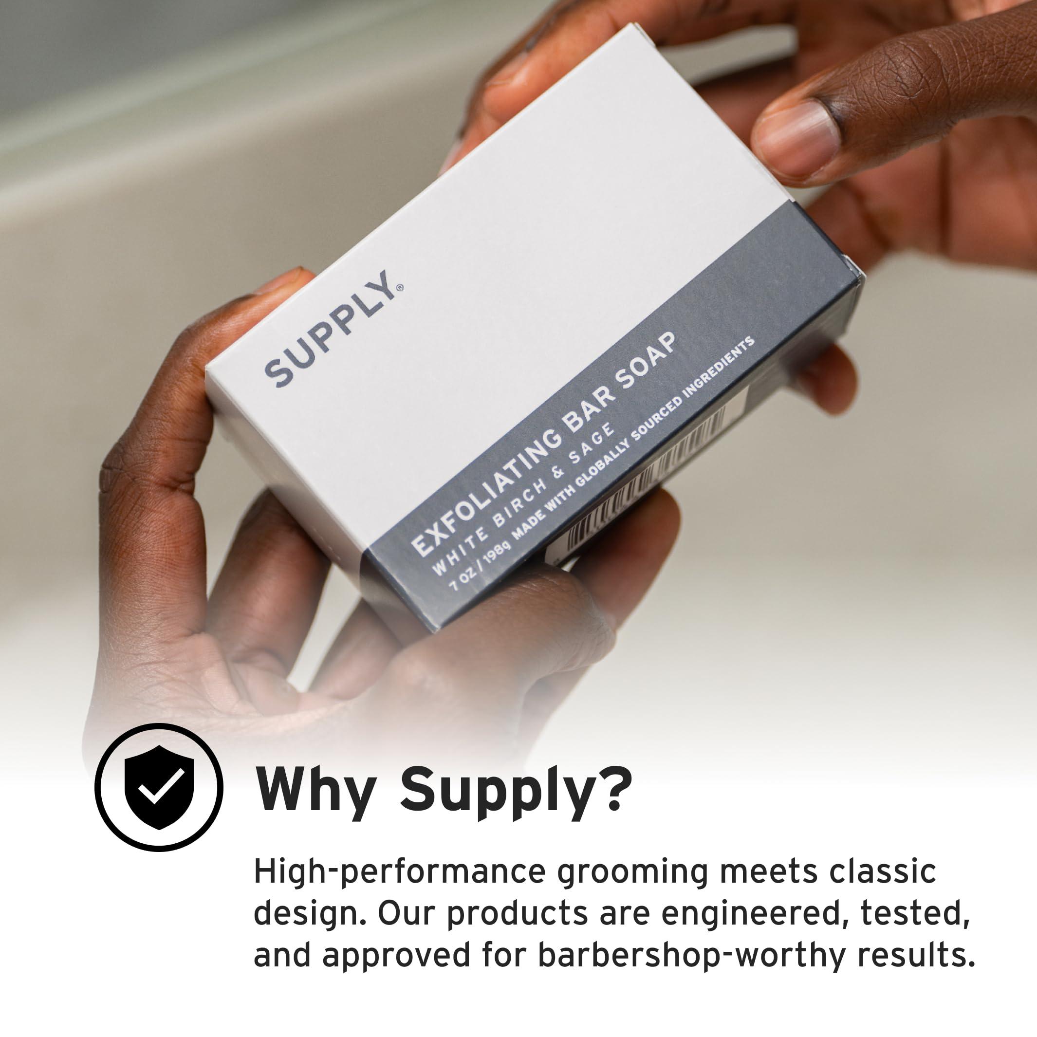 Supply Supply Mens Exfoliating Bar Soap - Deep Cleansing Bar Soap for Men (Sandalwood & Cedar)