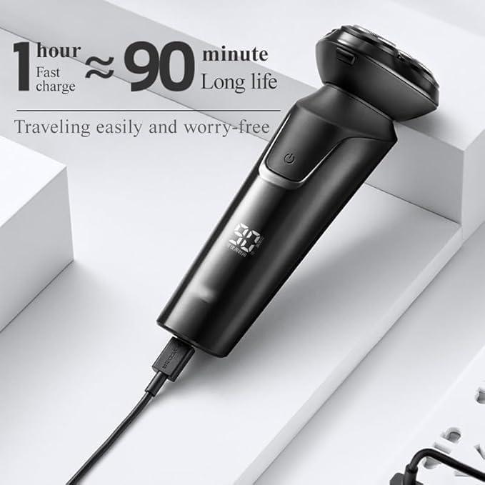 shemines Electric Shavers for Bald Men, Men Electric Shaver Smart IPX7 Waterproof Rechargeable Beard Razor Quick Charging Trimming Machine