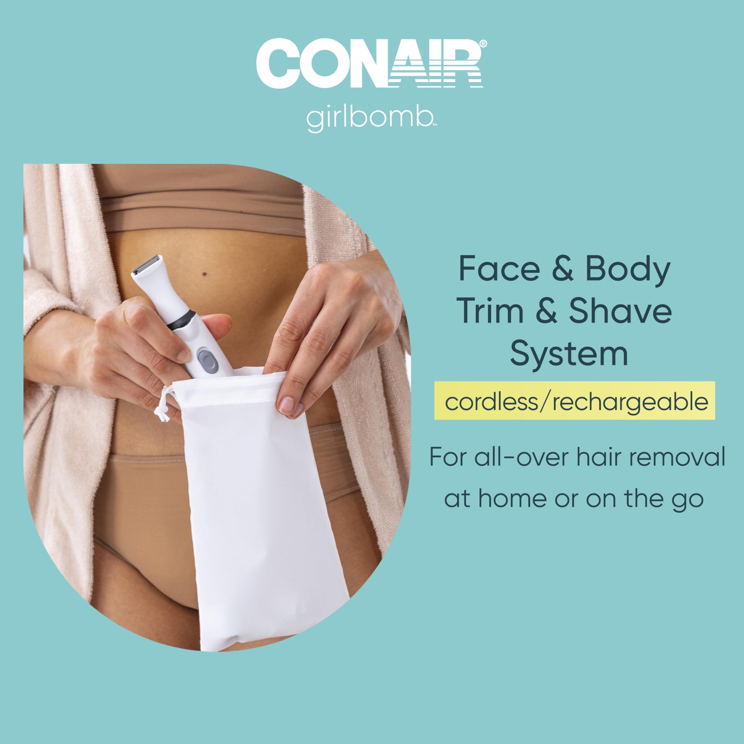 Conair Conair GIRLBOMB All-in-One Face/Body Trimmer and Shaver Set for Women, Wet/Dry, Rechargeable