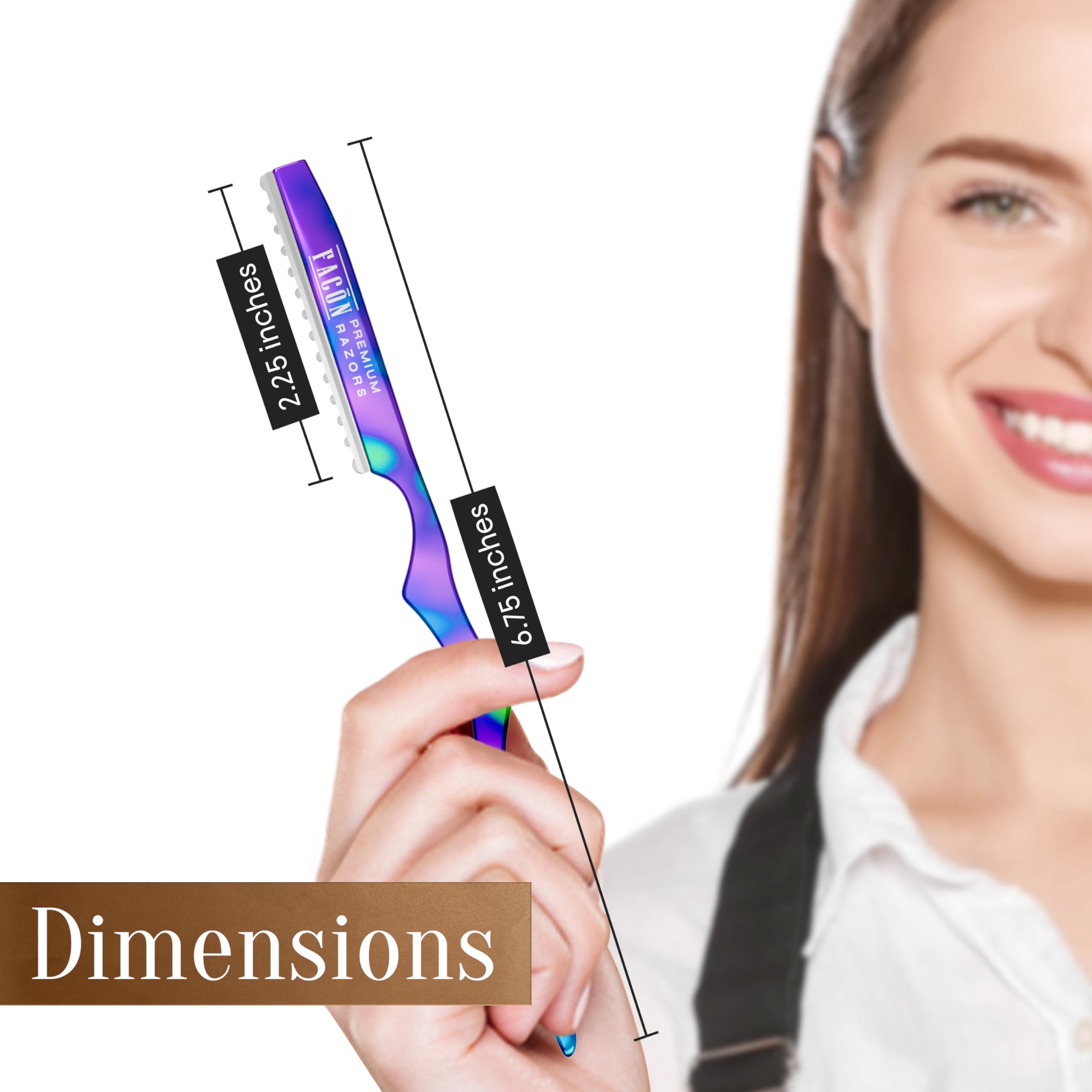 FACON Facn Hair Razors for Cutting Hair - Professional Hair Styling Razor Kit with 11 Replacement Blades, Stainless Steel Hair Cutting Tool for Salon & Home, Premium Hair Thinning Texturizing Faether Razor