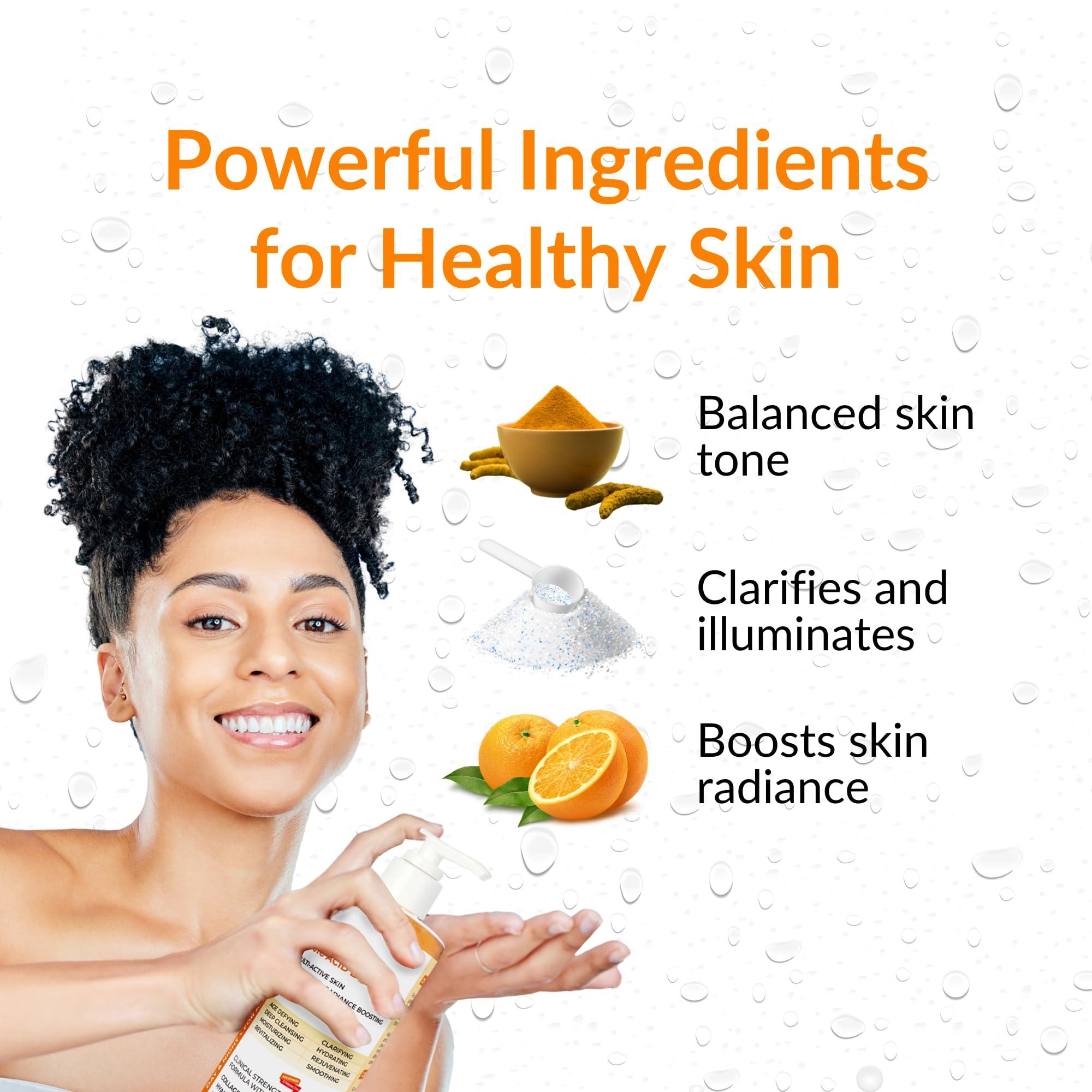 Nasola Nasola Kojic Acid Soap Body Wash + Turmeric Vitamin C Organic Natural Moisturizing Exfoliating Unscented Korean Cleansing Shower Gel for Women Men - 11.83 Fl Oz