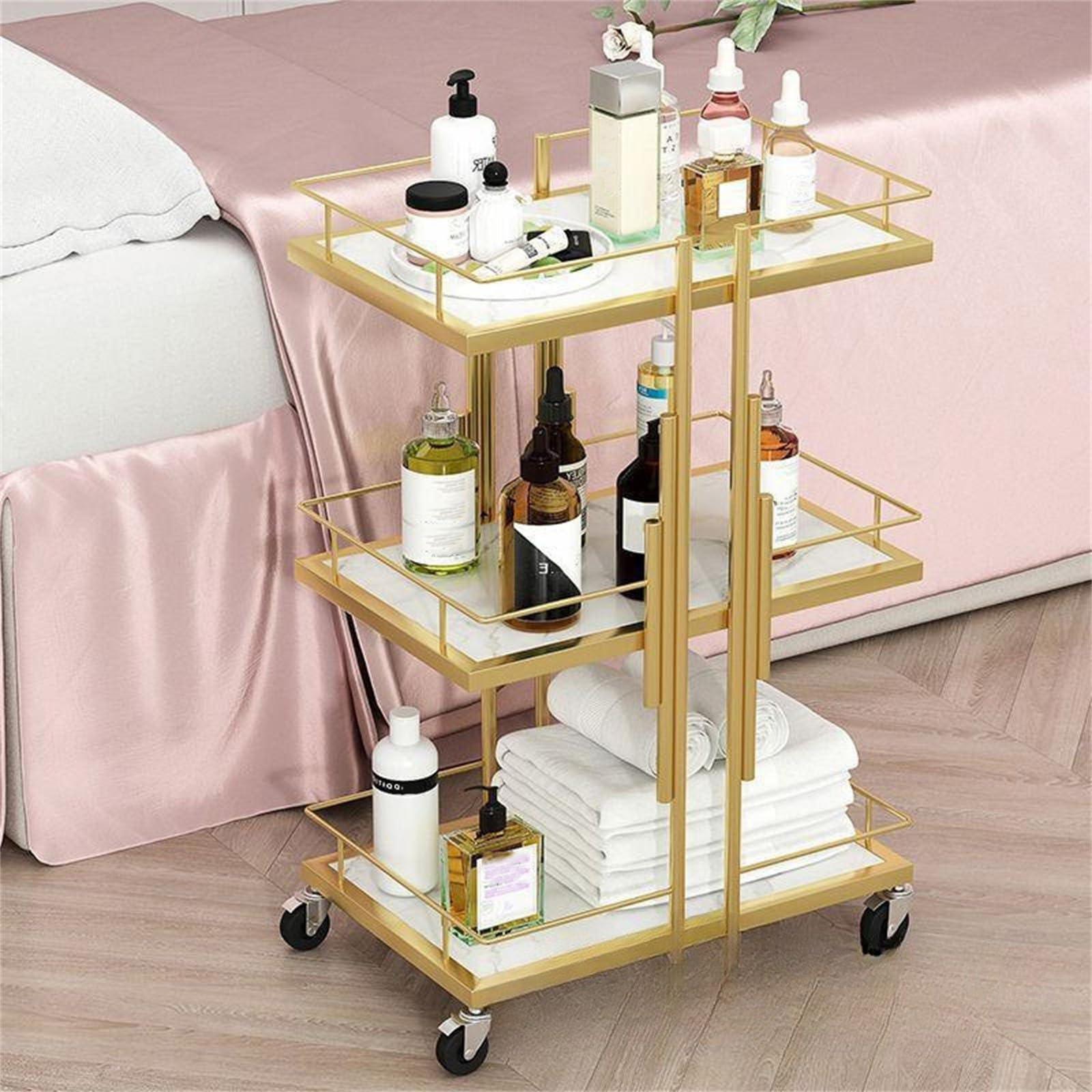 FOGVG FOGVG Beauty Salon Storage Trolley Cart with Wheels Salon Tray Cart Salon Rolling Trolley Hair Styling Salon Trolley Cart Rolling Storage Organizer Utility Cart for Barber Beauty SPA,04