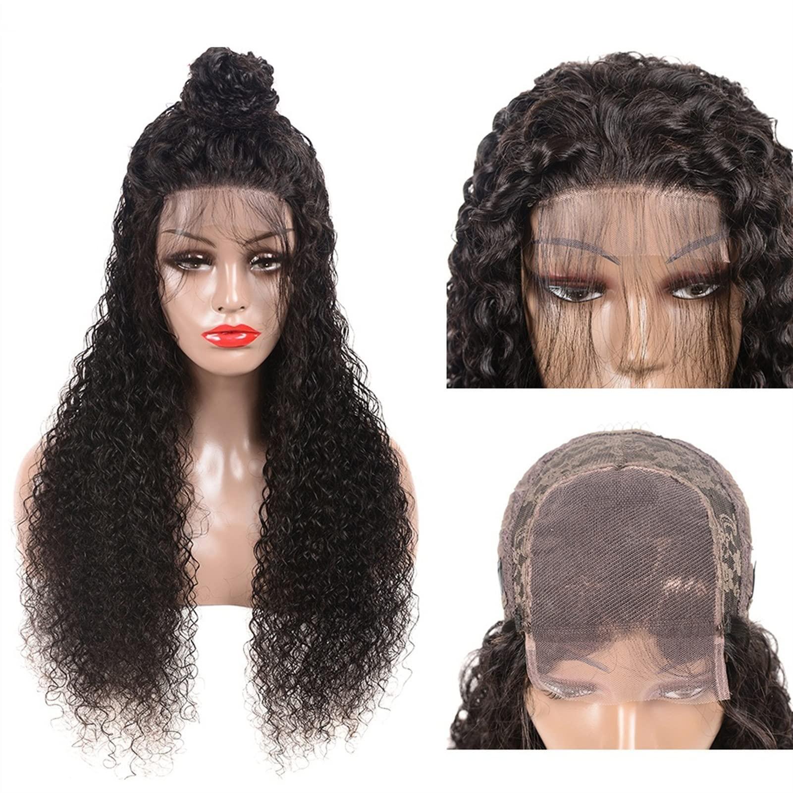 YUHUAWF YUHUAWF Wigs Raw Indian Hair Deep Curly Human Hair Wigs 4x4 Lace Closure Wig 8-30inch Wet and Wavy Curly Lace Front Human Hair Wigs for Women for Daily Party