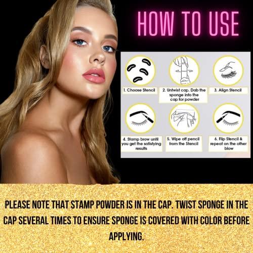 Roman Lon Cosmetics Eyebrow Stamp and Stencil Kit for Perfect Brow Shaping| Brow Stamp Kit Reusable Eyebrow Stencils Waterproof & Long-lasting