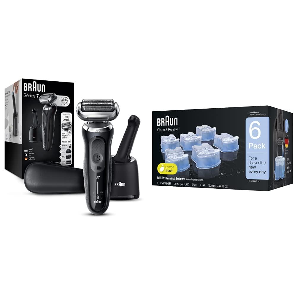 Braun Braun Electric Razor for Men, Series 7 7085cc 360 Flex Head Electric Shaver with Beard Trimmer, Rechargeable, Wet & Dry, 4in1 SmartCare Center with Clean & Renew Refill Cartridges, 6 Count, Pack of 1