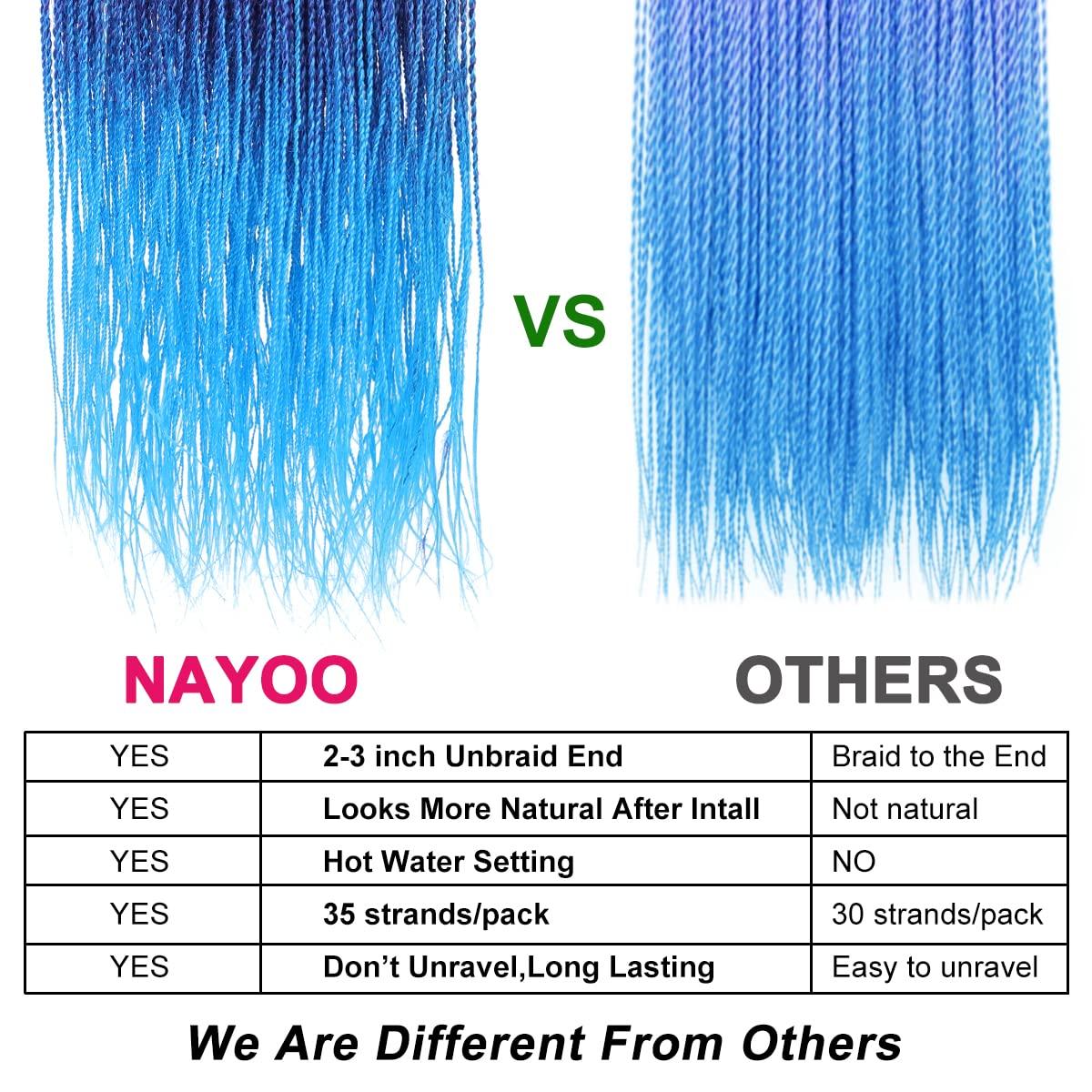 NAYOO NAYOO Blue Crochet Hair Senegalese Twist, 22 Inch 8 Packs Small Crochet Hair for Black Women, 35 Strands/Pack Braids Crochet Hair, Crochet Twist Hair Hot Water Setting (22 Inch, 1B/Purple/Blue)