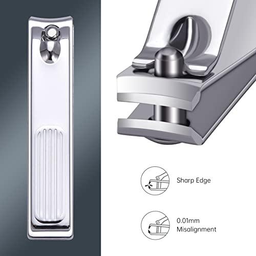 FIXBODY FIXBODY Nail Clippers Set, Professional Manicure set and Pedicure Kit, 10 Pieces Nail Care Kit, Toenail Clippers with Gray Leather Case, Gift for Men and Women