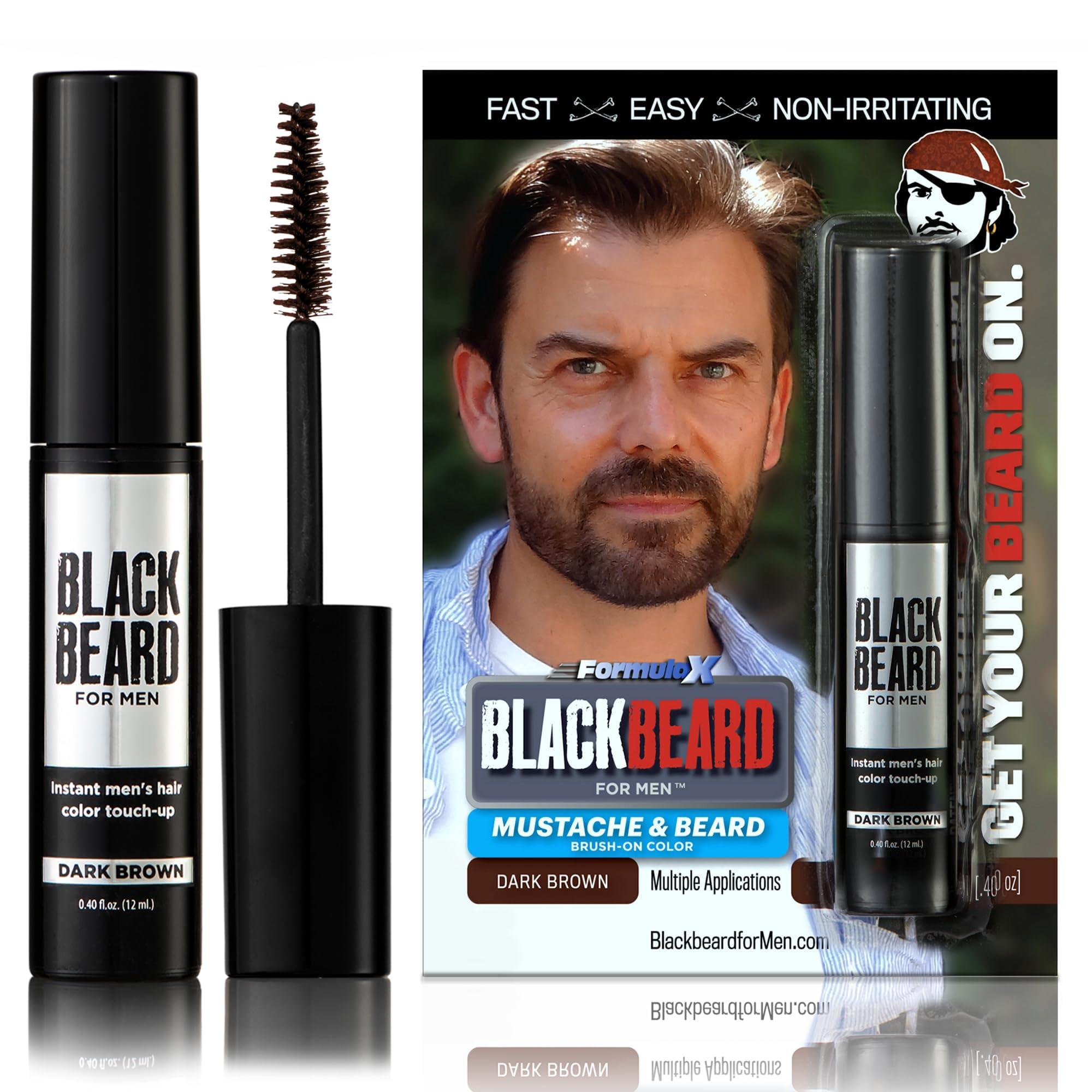 BLACKBEARD Blackbeard Formula X - Instant Hypoallergenic 1-Day Color for Men\'s Facial Hair - Temporary Tint for Beard, Mustache, Eyebrows, and Sideburns - Dark Brown, 6 Pack