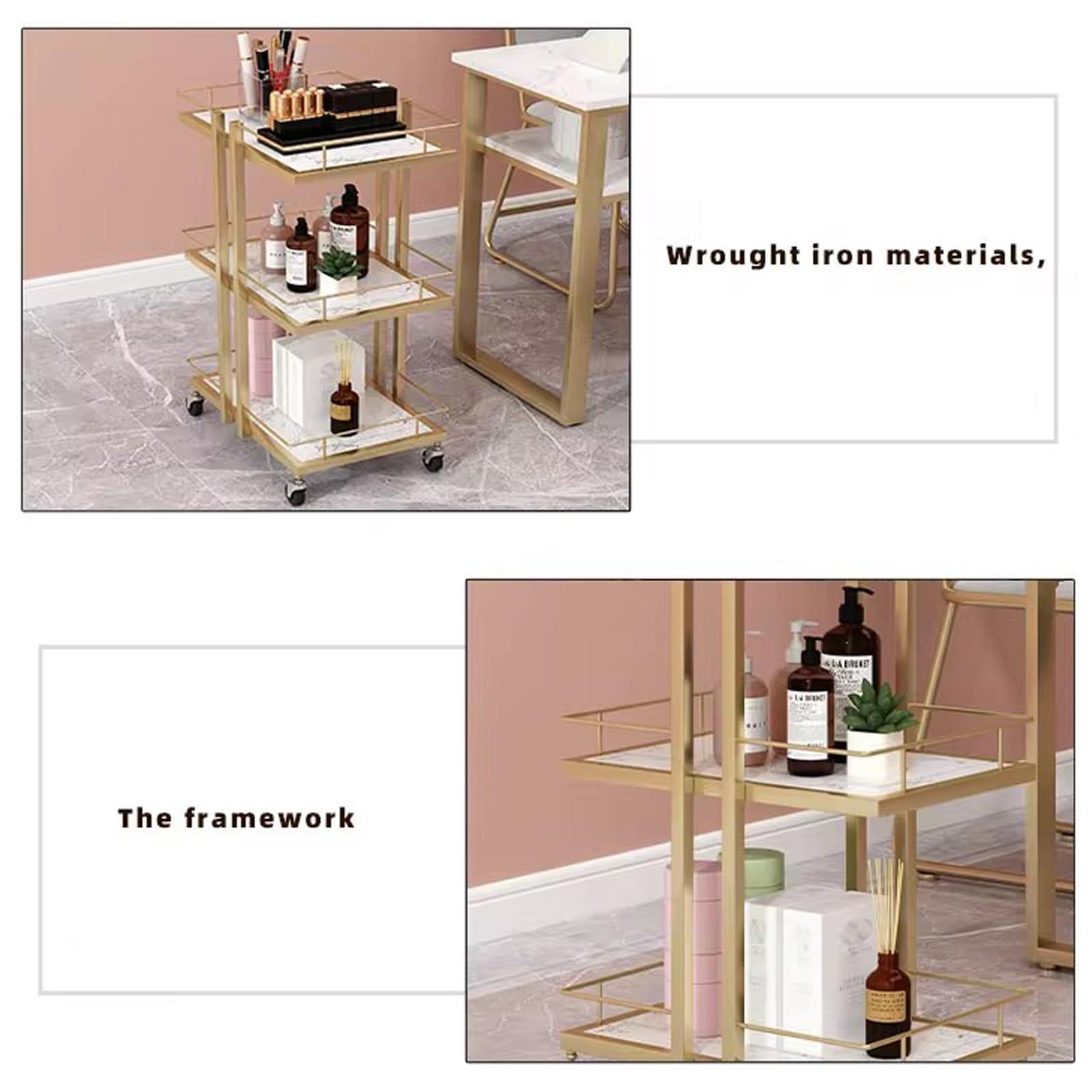 FOGVG FOGVG Beauty Salon Storage Trolley Cart with Wheels Salon Tray Cart Salon Rolling Trolley Hair Styling Salon Trolley Cart Rolling Storage Organizer Utility Cart for Barber Beauty SPA,04