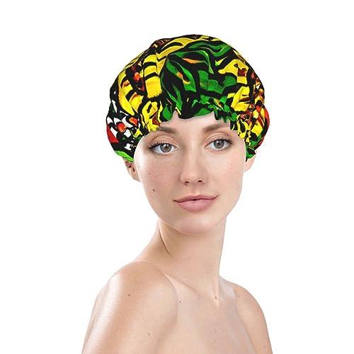 PAILON Sunflower Yellow Cute Large Shower Cap For Women Men Reusable Shower Caps Waterproof Shower Cap For Braids & Long Hair shower bonnet with PEVA lined&Elastic Band Fashion showercap