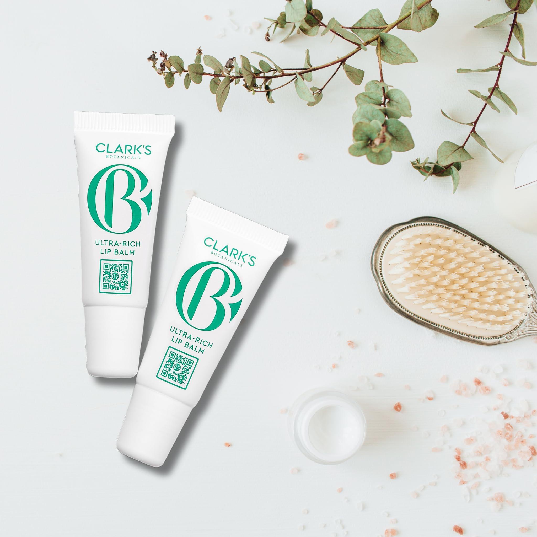 Clark\'s Botanicals Clark\'s Botanicals Travel Size Mini Ultra Rich Lip Balm: Plumping Moisturizer with Collagen and Shea, Mango & Avocado Butter + Vitamin E, Stimulating Organic Lip Treatment | 0.14 fl oz (Pack of 2)