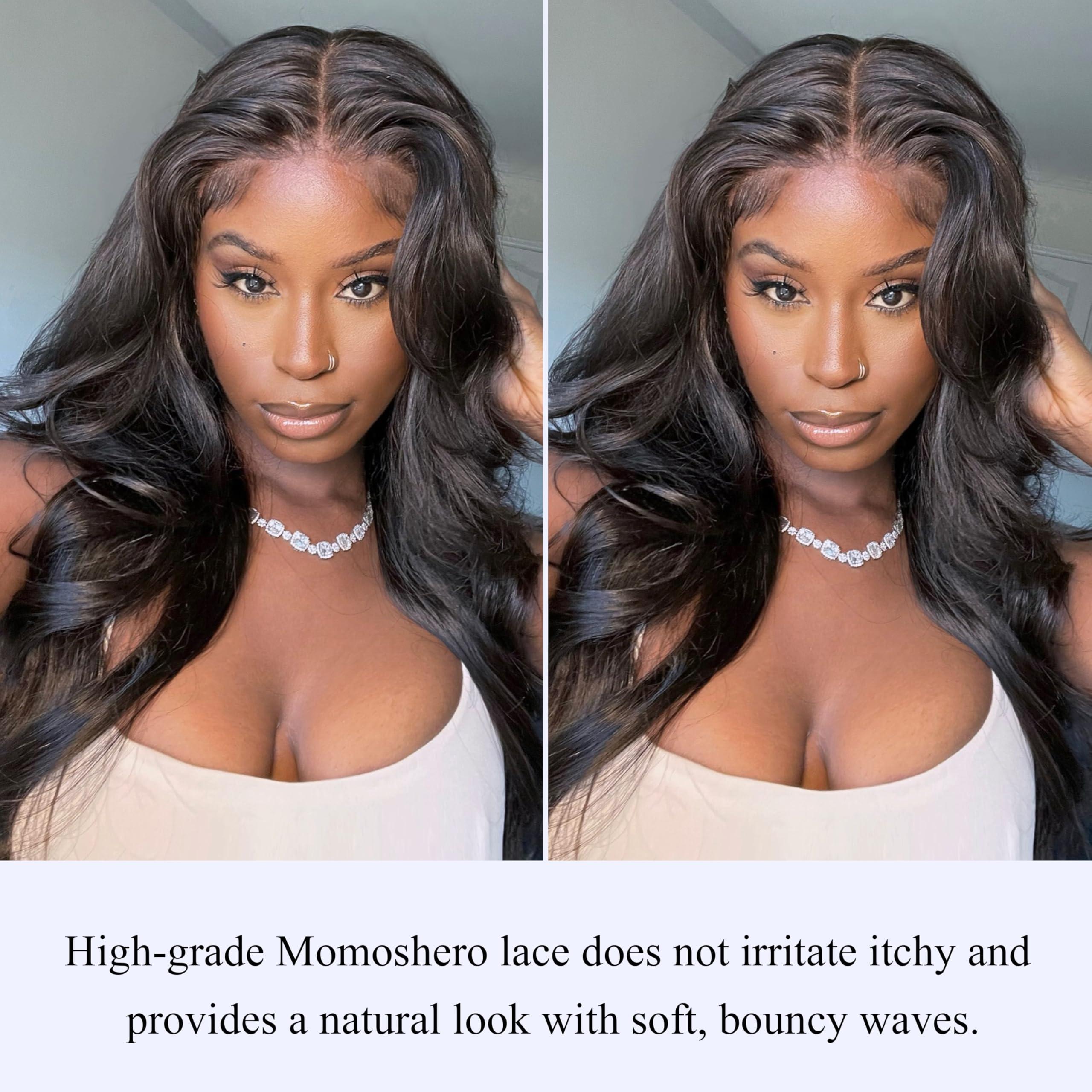 MOMOSHERO MOMOSHERO 2x6 HD Lace Closure Only 20 Inch Body Wave Human Hair, Pre Plucked Closure Sew In 2 by 6 Lace Closure Middle Part 100% Brazilian Virgin Human Hair Unprocessed 2x6 Kim K Closure Natural Black