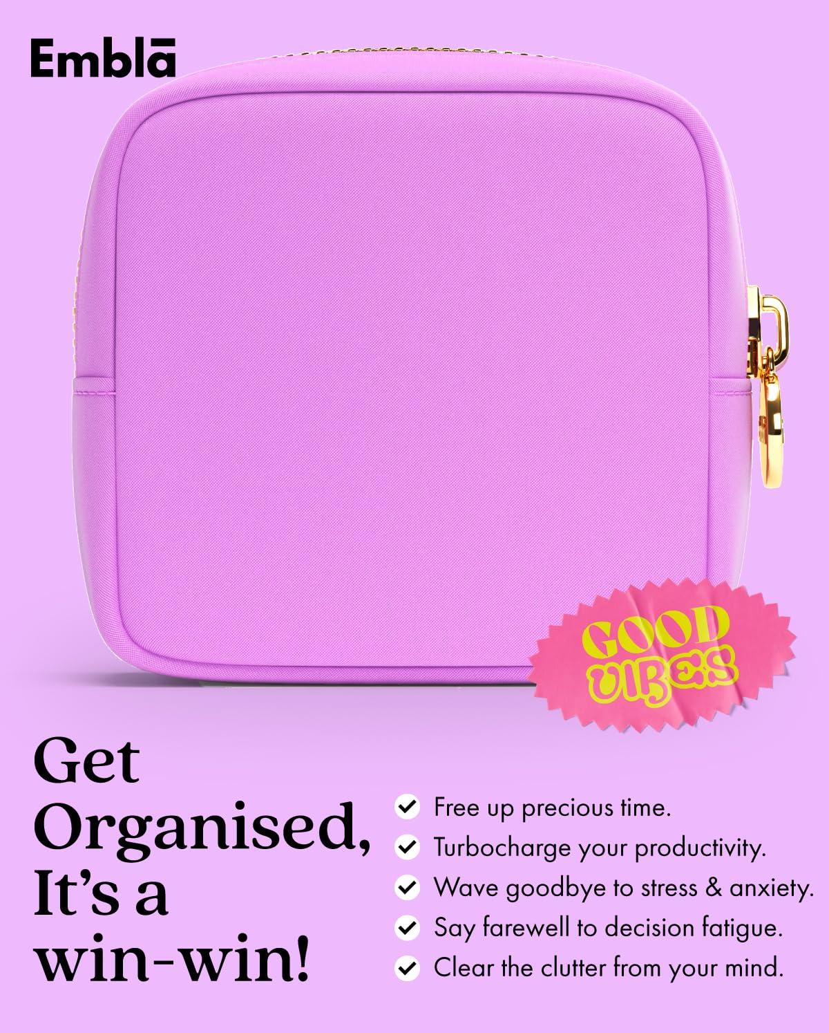 Embla Embla Makeup Bag Travel Cosmetics Pouch and Toiletry Bag, Nylon Zipper Pouch Purse, Cute Make Up Organizer Storage Tote for Women Girls, Waterproof Travel Skincare Case, Small Makeup Bags, Plum