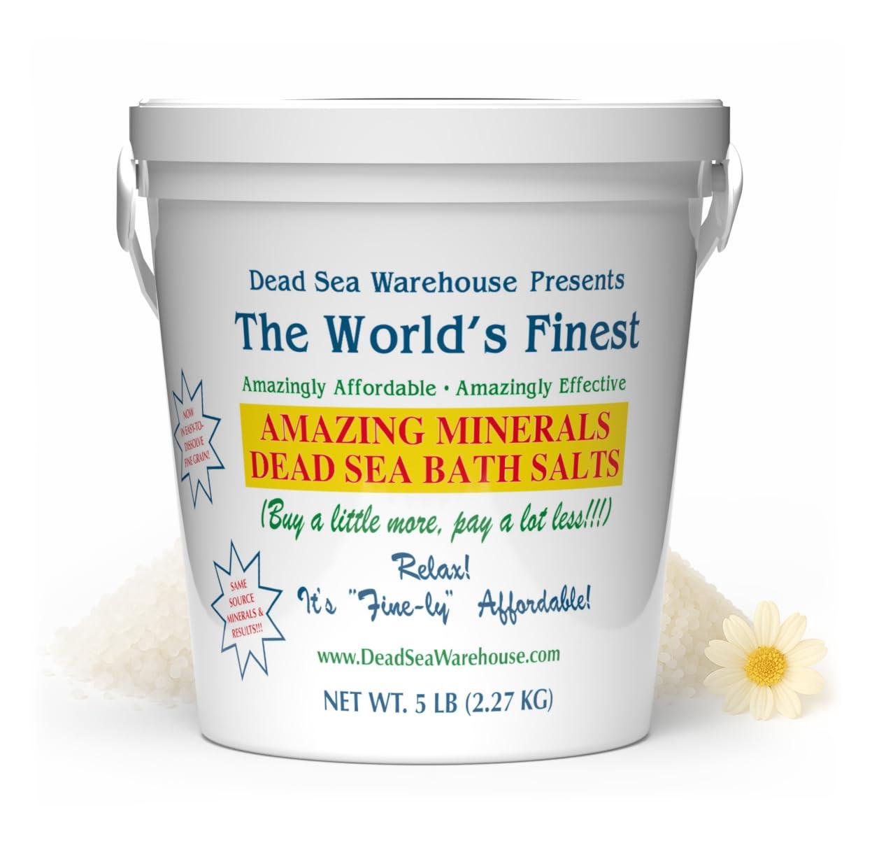 Dead Sea Warehouse Dead Sea Warehouse-Amazing Minerals Dead Sea Bath Salts,100% Full Mineral Therapeutic Bath Salts, Detoxifying & Moisturizing, Exfoliating for Dry Skin, Unscented(5 lbs)