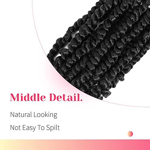 BOHOBABE The BOHOBABE Pre-twisted Passion Twist Crochet Hair 18 Inch Long Pre-looped Crochet Passion Twist Braiding Hair 8 Packs Soft Bohemian Twists (1B)