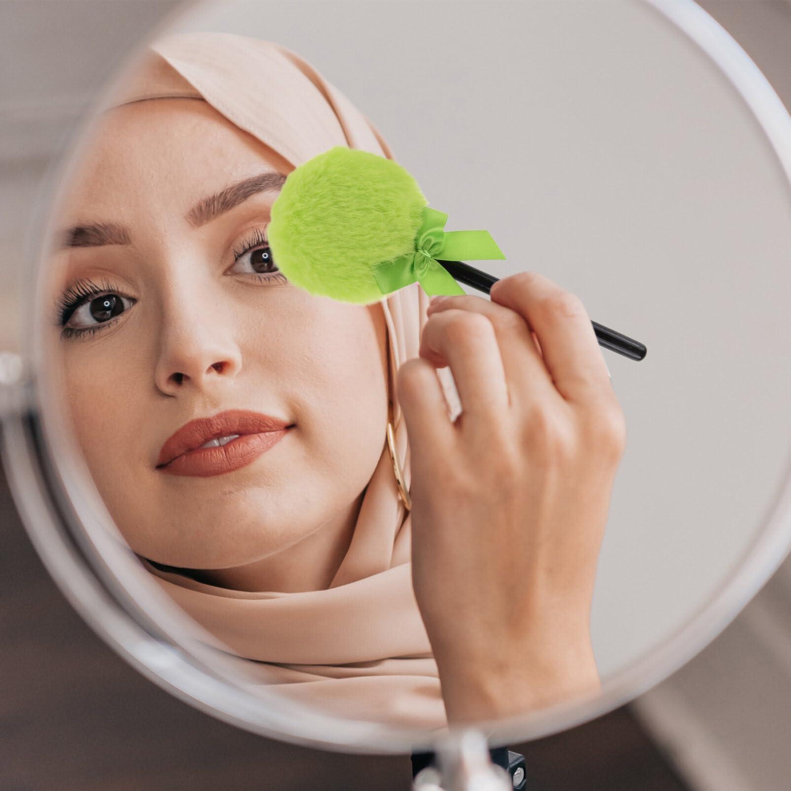 Beavorty Beavorty Powder Puff with Handle 4pcs Powder Puff Lollipop Fluffy Plush Puff with Ribbon Bow and Handle Fuzzy Cosmetic Powder Puff for Women Girls Loose Powder Puff