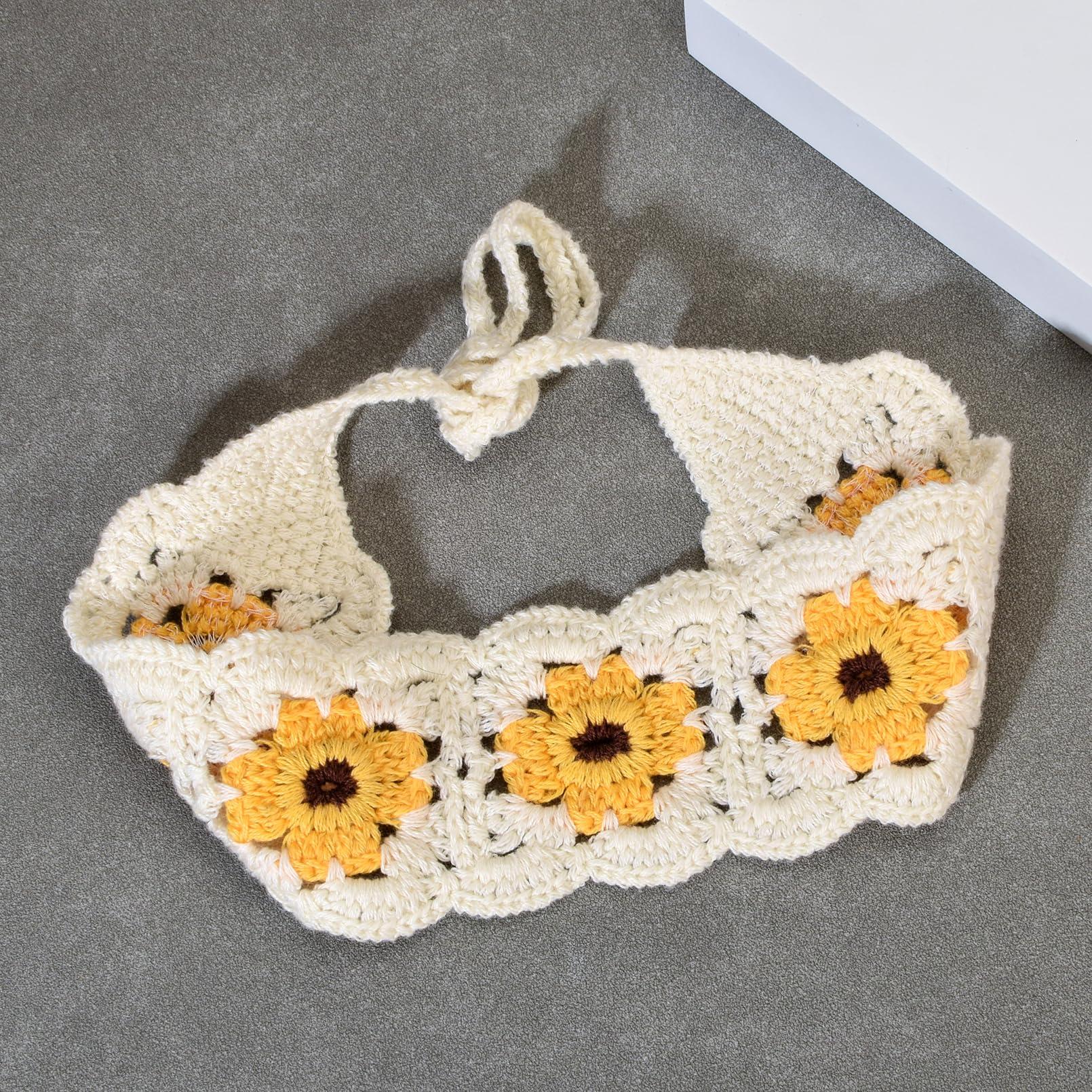 Merroyal Merroyal Flower Crochet Headbands for Women Girls,Floral Print (Green, Medium)