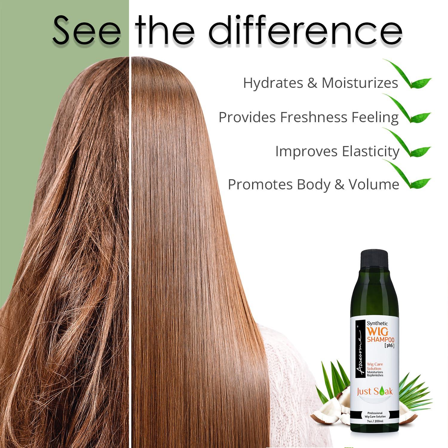 Awesome Awesome Synthetic Wig Shampoo, pH6, Detangle and Anti-Frizz, Adds Body & Volume, Hydrates & Moisturizes, Promotes Silkiness & Shine, Easy Combing, Contains Coconut Oil,7 fl oz