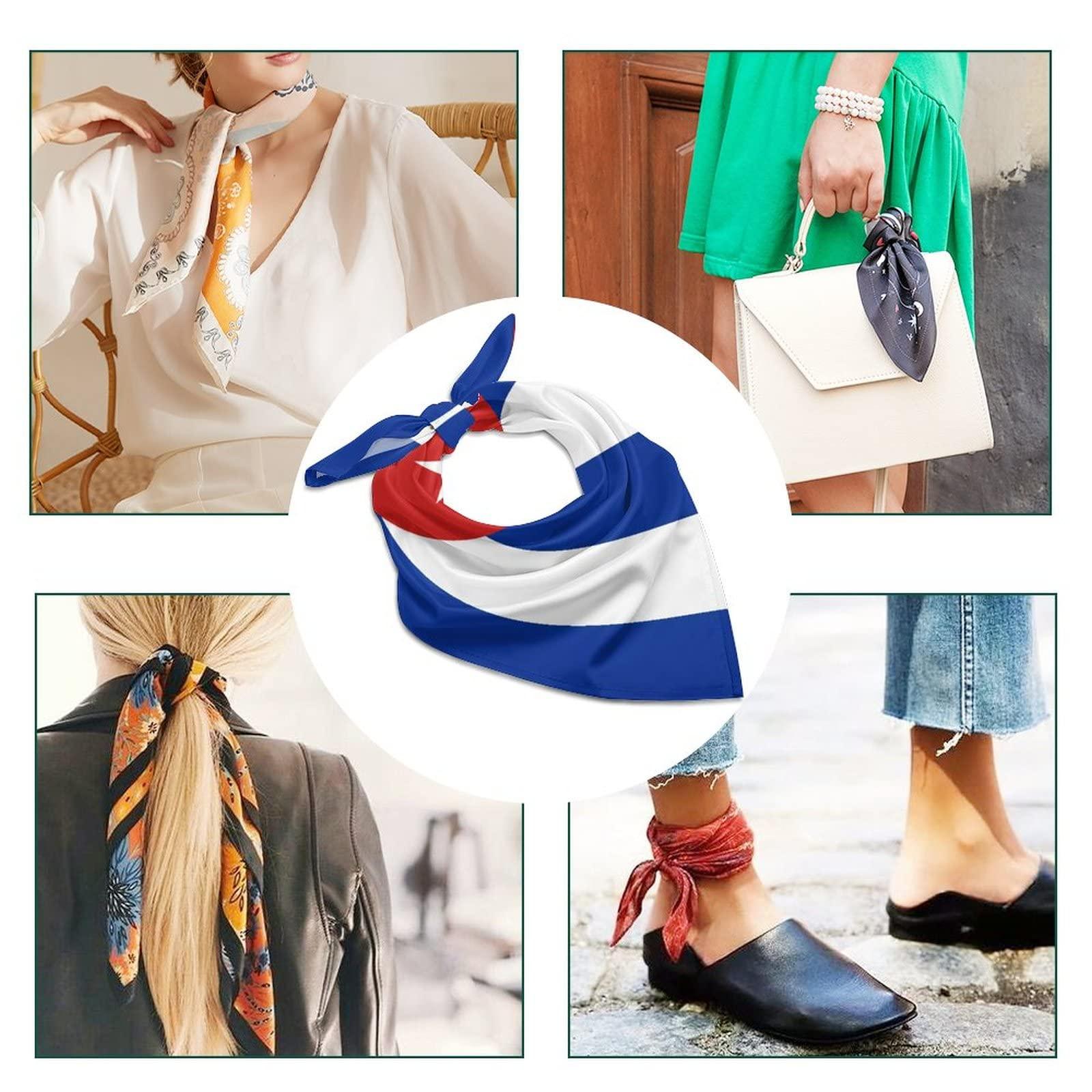 Calculay Cuban Flag Bandana Turban Headband Head Wrap Square Wristband Decorative Hair Accessories 25\"x25\"