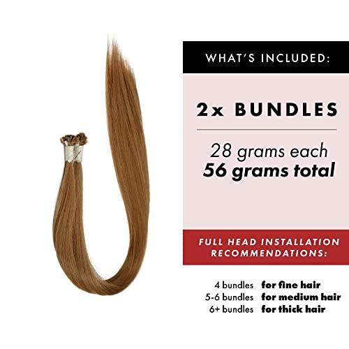 everlong U Tip Hair Extensions by Everlong, Remy Human Hair, Fusion Glue Adhesive Method, Premium Keratin 56 gram Bundles, 16" #32 Strawberry
