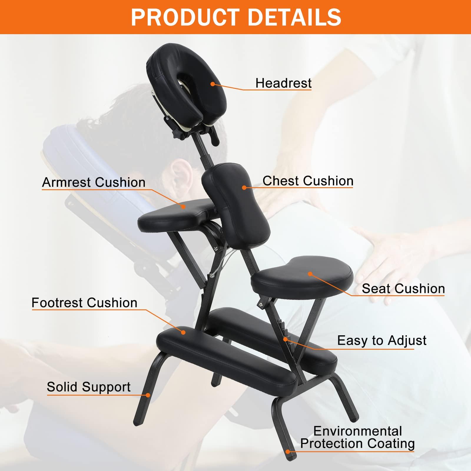 Capacmkseh Portable Massage Chairs, in Home Massage Therapy, Desktop Massage Portal Package for Seated Massages, Adjustable Tattoo Chair Folding Massage Chair Salon Massage Chair with Face Cradle Carry Bag
