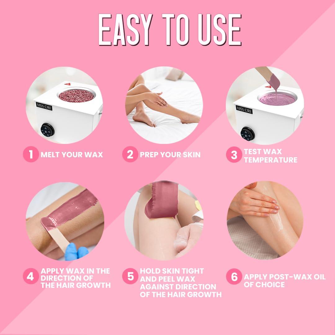 Miss Cire Miss Cire Metallic Pink Hypoallergenic Vegan Hard Wax Beads - Painless Hair Removal Peel-Off Wax - No Strips Needed - Low melting Point - Ultra Smooth - For Sensitive Skin - Face and Body - 8 Oz