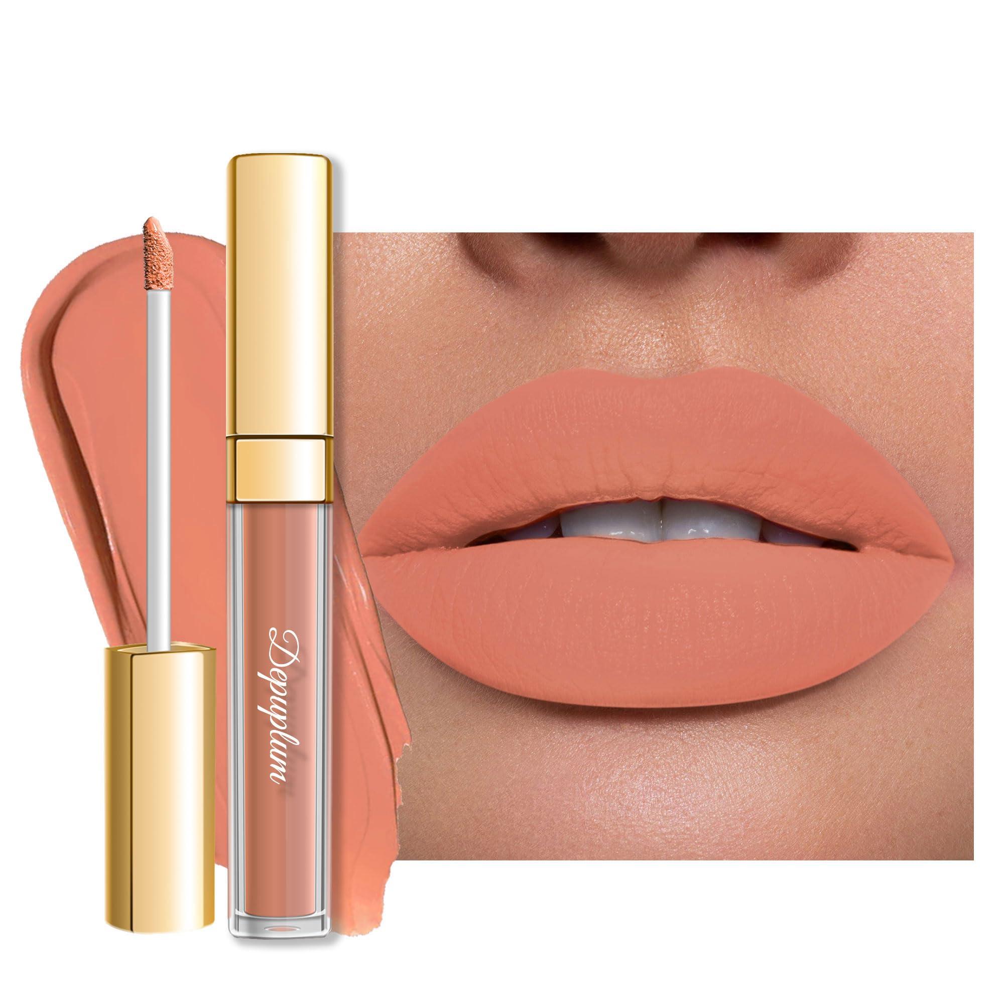 DE\'MUMU DE\'MUMU Peach Lipstick Matte for Women Superstay Nude Long Lasting Lipstick Smudgeproof Liquid Lipsticks Cruelty Free Lip Makeup (DM14 Peach Nude)