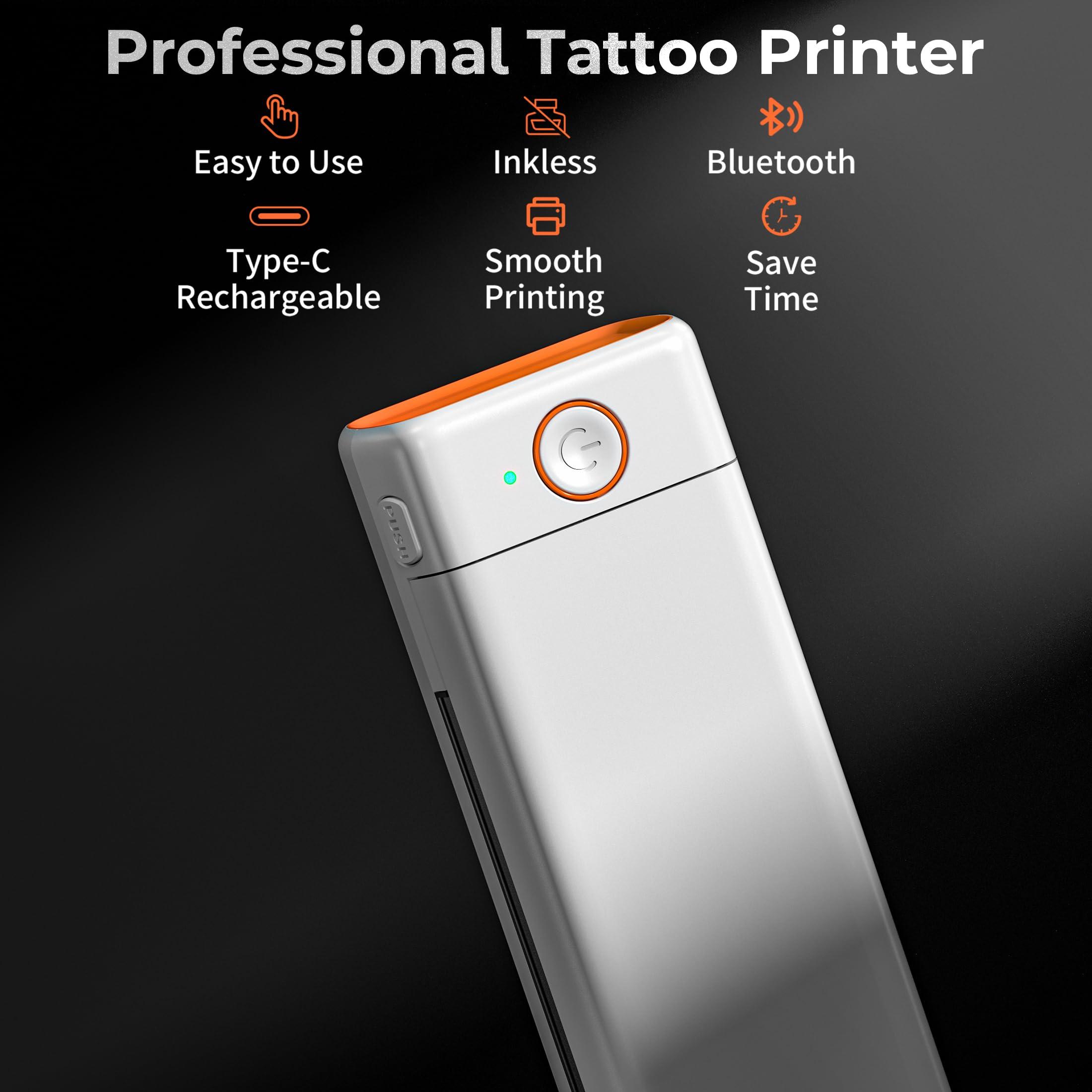 ItriAce Tattoo Stencil Printer with Case, M08F Bluetooth Stencil Printer for Tattooing with 10pcs Transfer Paper, Thermal Tattoo Printer Machine Compatible with Phone/iPad/PC, Wireless Tattoo Transfer Printer