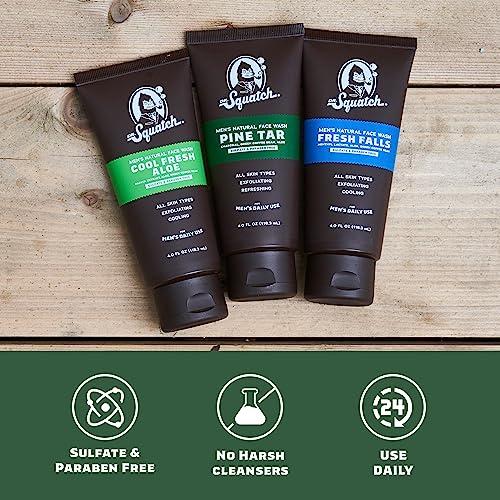 Dr. Squatch Dr. Squatch Men\'s Face Wash and Bar Soap Bundle - Exfoliating Face Wash made with Natural Ingredients - Fresh Falls Face Wash and Fresh Falls, Cedar Citrus, and Spearmint Basil Bar Soap