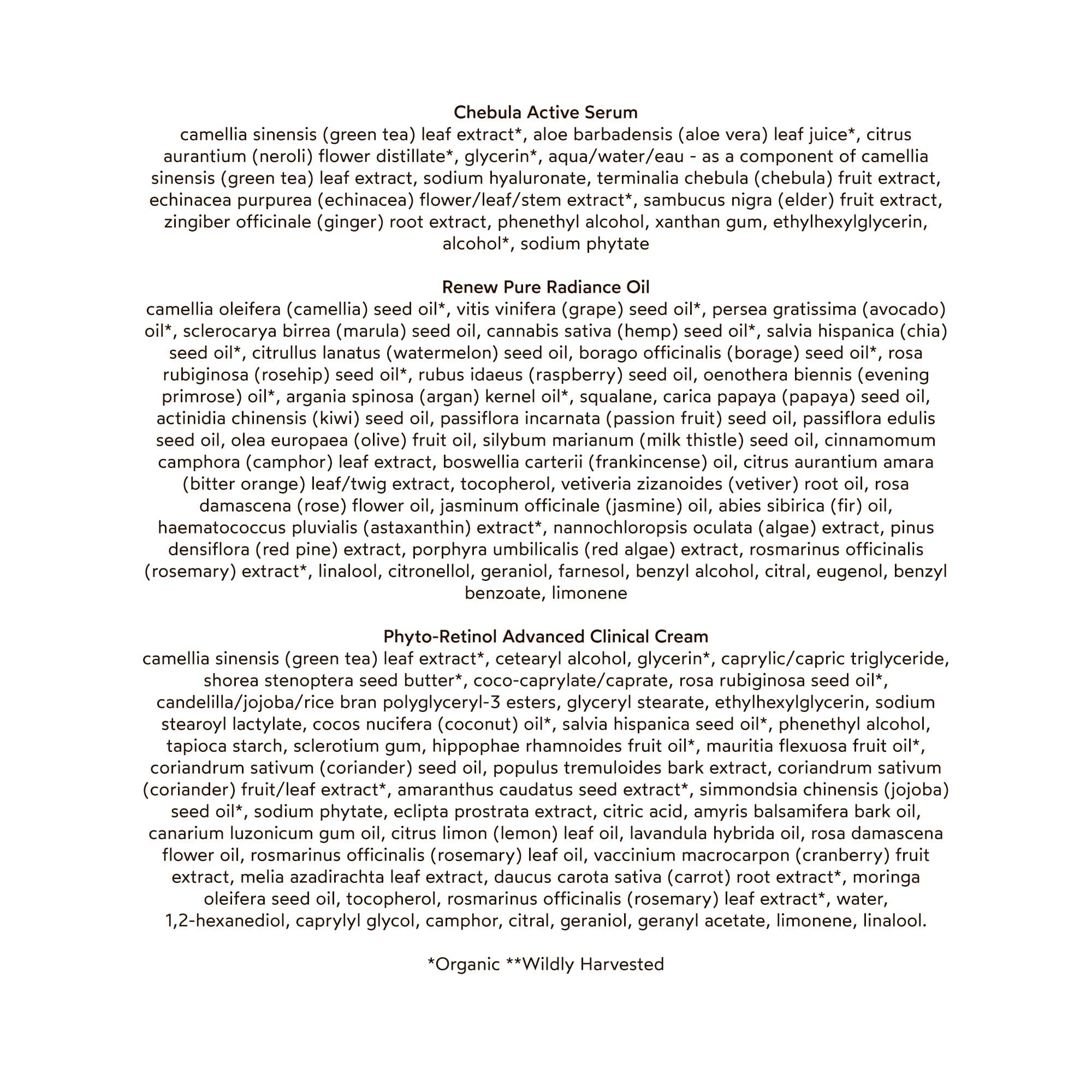 True Botanicals True Botanicals Anti-Aging Essentials | Increase Hydration, Treat Fine Lines & Wrinkles | Contains Chebula Active Serum, Renew Pure Radiance Oil, and Phyto Retinol Advanced Clinical Cream