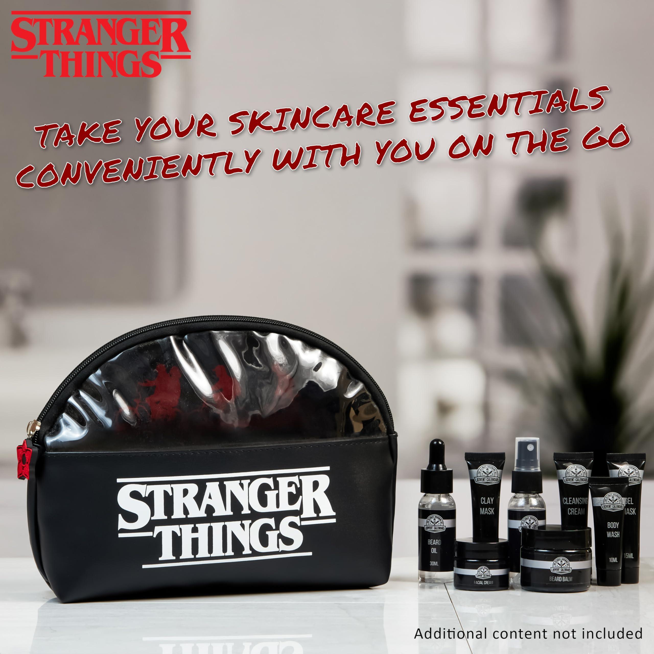 Stranger Things Stranger Things Wash Bag for Women Men Teenagers Makeup Bag Travel Toiletry Bag Gym Holiday Grooming - Gifts for Her (Black)