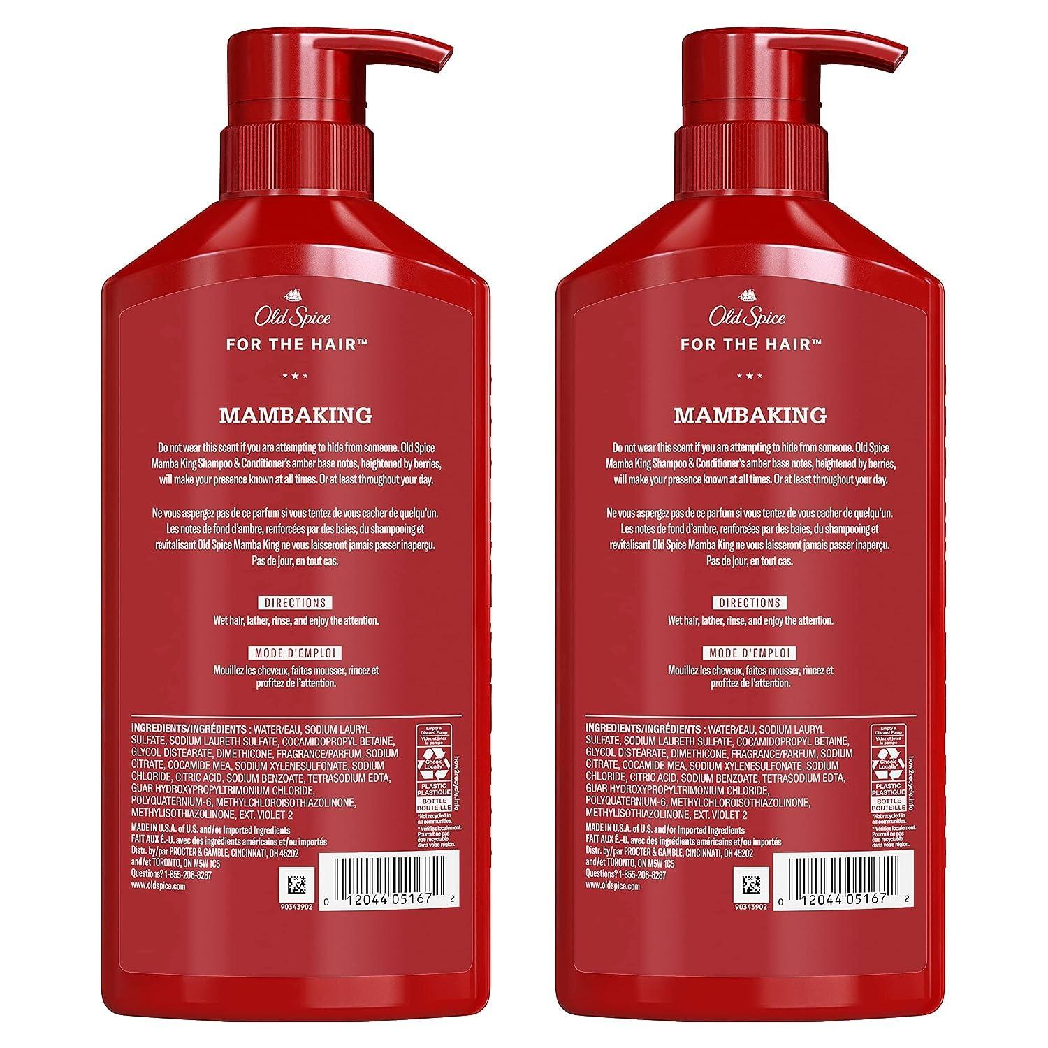 Old Spice Old Spice Men's 2-in-1 Shampoo and Conditioner, MambaKing, Twin Pack, 43.8 Fl Oz