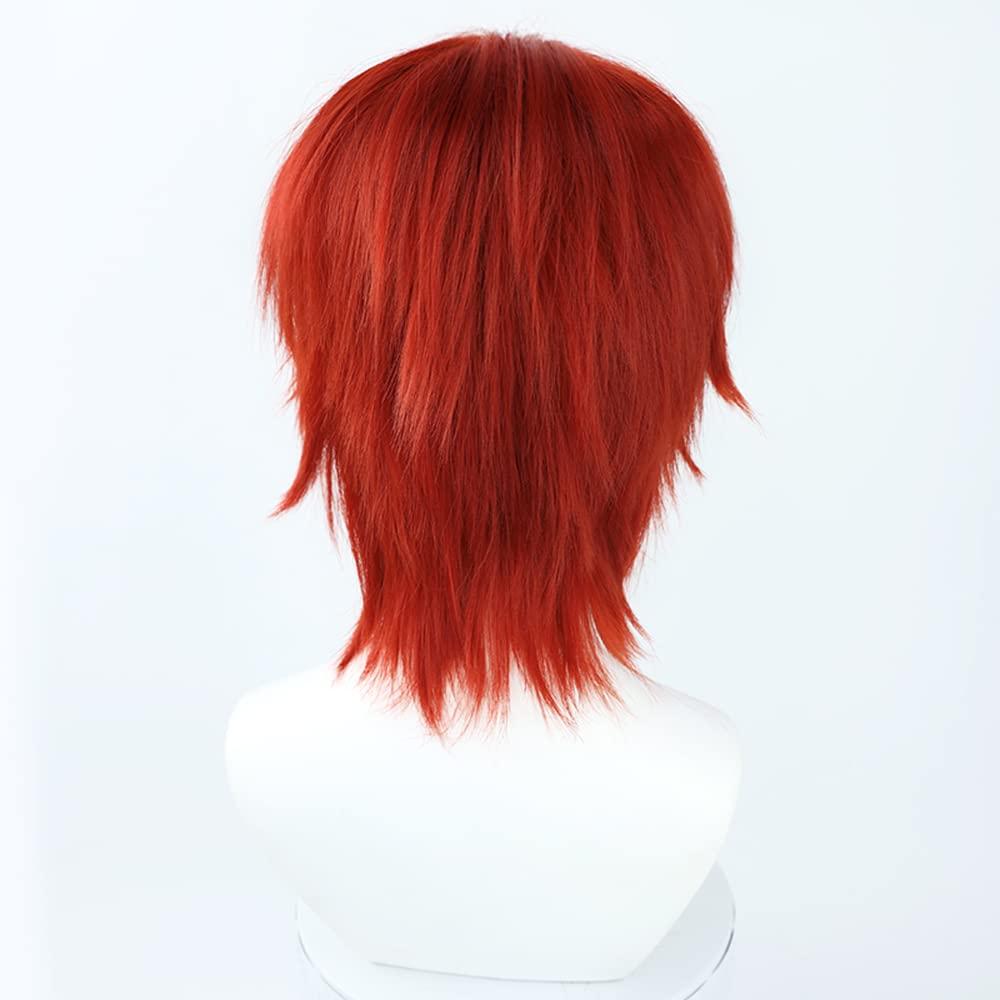 osseoca osseoca Shanks Wig Red Straight Synthetic Hair 30cm Lifelike Party Natural Cosplay Wigs with Bangs (A)