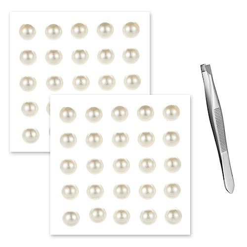 WUIOS Face Gems Jewels Hair Pearls Diamonds Stick Crystal Rhinestones for Hair, Face, Eye, Makeup, Crafts, Nails Self Adhesive Pearls Gems Rhinestones Use for Party, Festival Rave Outfits Costume (10mm)