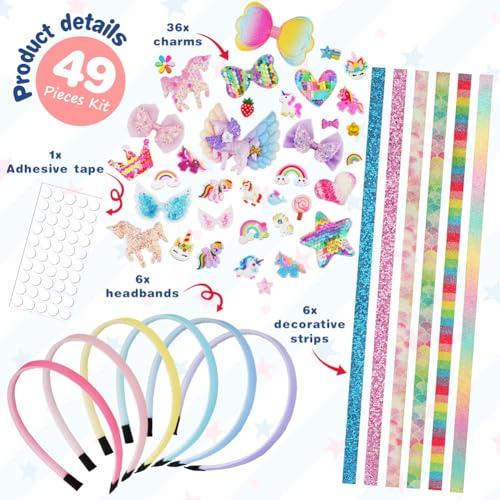 AUAUY AUAUY Girly Headbands Making Kit for Girls, Fashion DIY Band Hair Accessories for Girls Age 5+, Creative Unicorn Headband Making Kits Toys for Kids Girls Age 5-12 Birthday Gifts & Presents