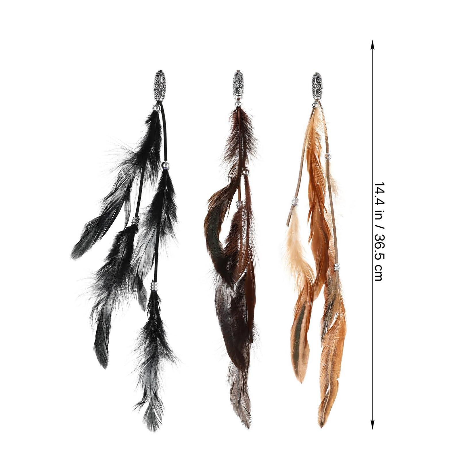 Zcargel Feather Hair Clip,Zcargel 3/6PCS Indian Feather Hair Clip Accessories Mixed Colour Feather Hair Extensions Boho Headpiece for Women and Girls