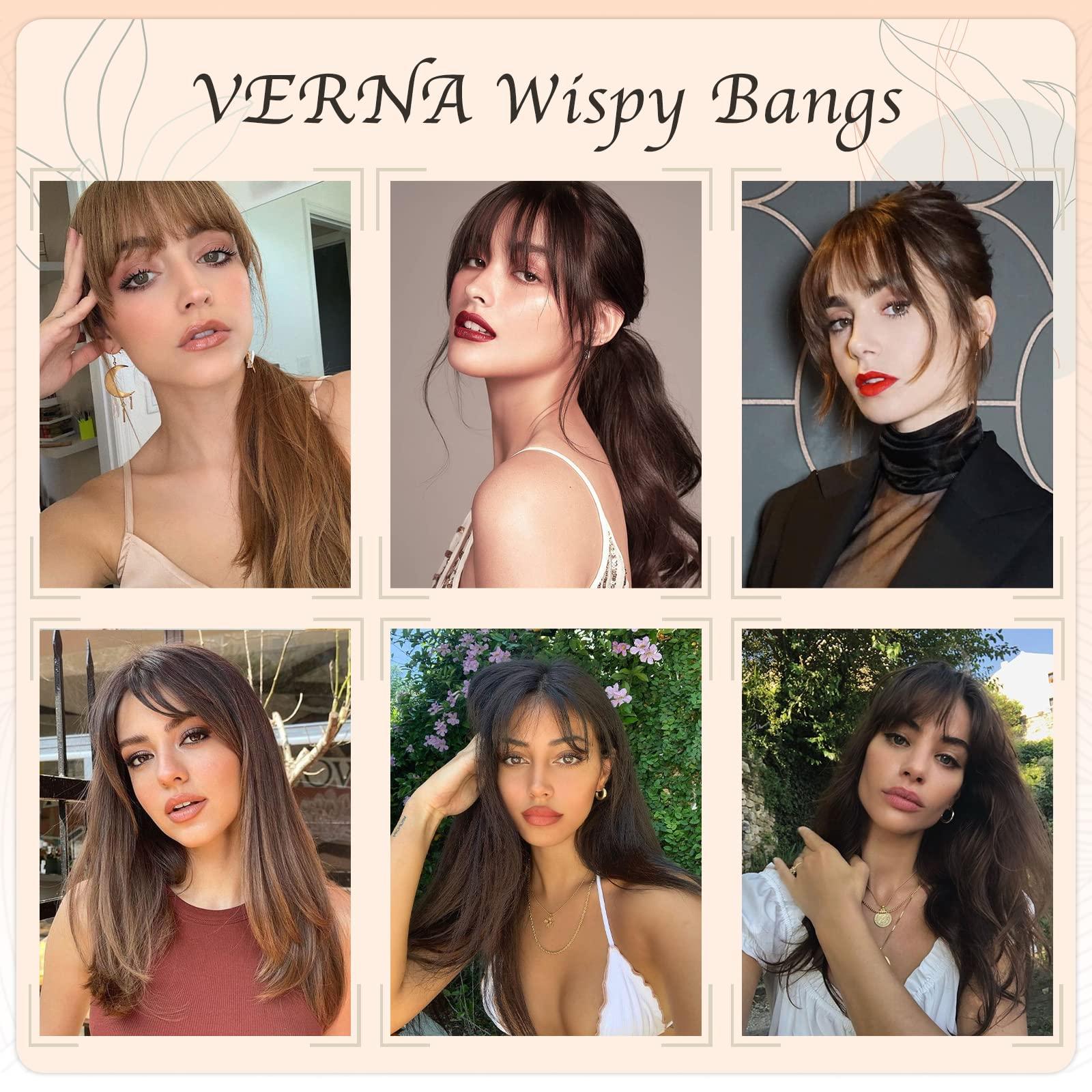 Verna VERNA Bangs Hair Clip in Bangs - 100% Real Human Hair Bangs Clip in Hair Extensions, Easy to Use Fake Bangs, Natural Clip on Bangs, Black Wispy Bangs for Daily Wear (1B, Natural Black)