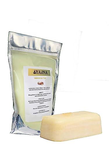 Yajna Yajna Organic Raw Mango Butter 100% Pure,Natural & Unrefined| Skin Moisturizer For Face, Body & Hair| 1 LBS/450 GM Ivory/White Grade A | DIY Creams, Balms, Lotions, Soaps| Softens Dry & Tough Skin