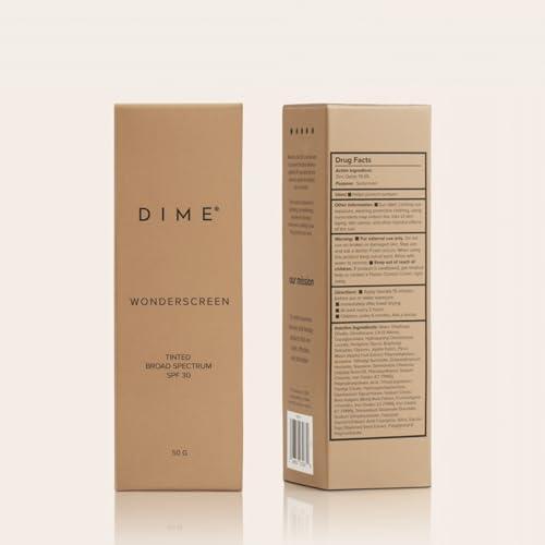 Dime DIME Beauty Tinted Glow Wonderscreen SPF 30, Mineral Sunscreen for Face with 19% Zinc Oxide, Tinted Moisturizer with SPF, 50 g (Shade 02)