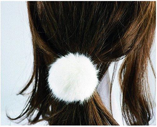 esowemsn 2Pcs Colorful Fashion Feather Ball Shape Elastic Ponytail Holder Hair Band Tie Headband(Color Random)