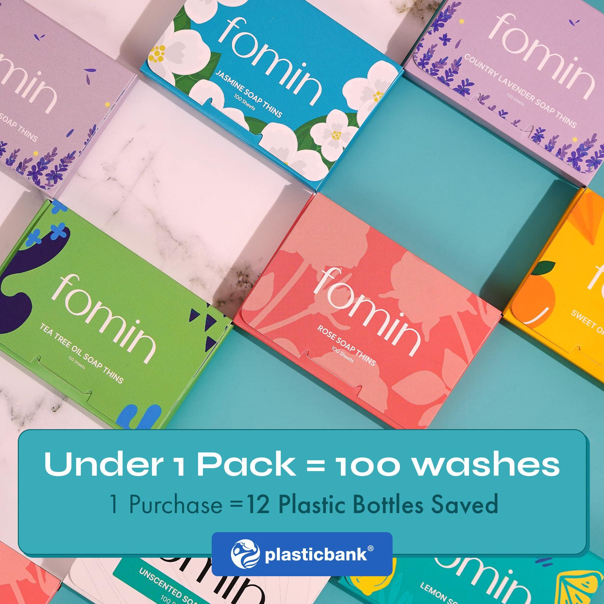 FOMIN FOMIN - Paper Soap Sheets for Hand Washing - (100 Sheets) Orange Portable Travel Soap Sheets, Dissolvable Camping Mini Soap, Portable Hand Soap Sheets