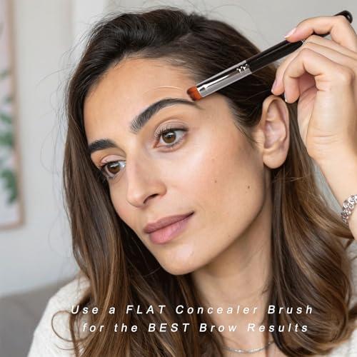 ENERGY ENERGY Concealer Brush Under Eye Flat Makeup Brush for Eyebrows Foundation Concealer Blending with Liquid Cream Cosmetics Flawless Full Coverage Vegan Face Brush Blue