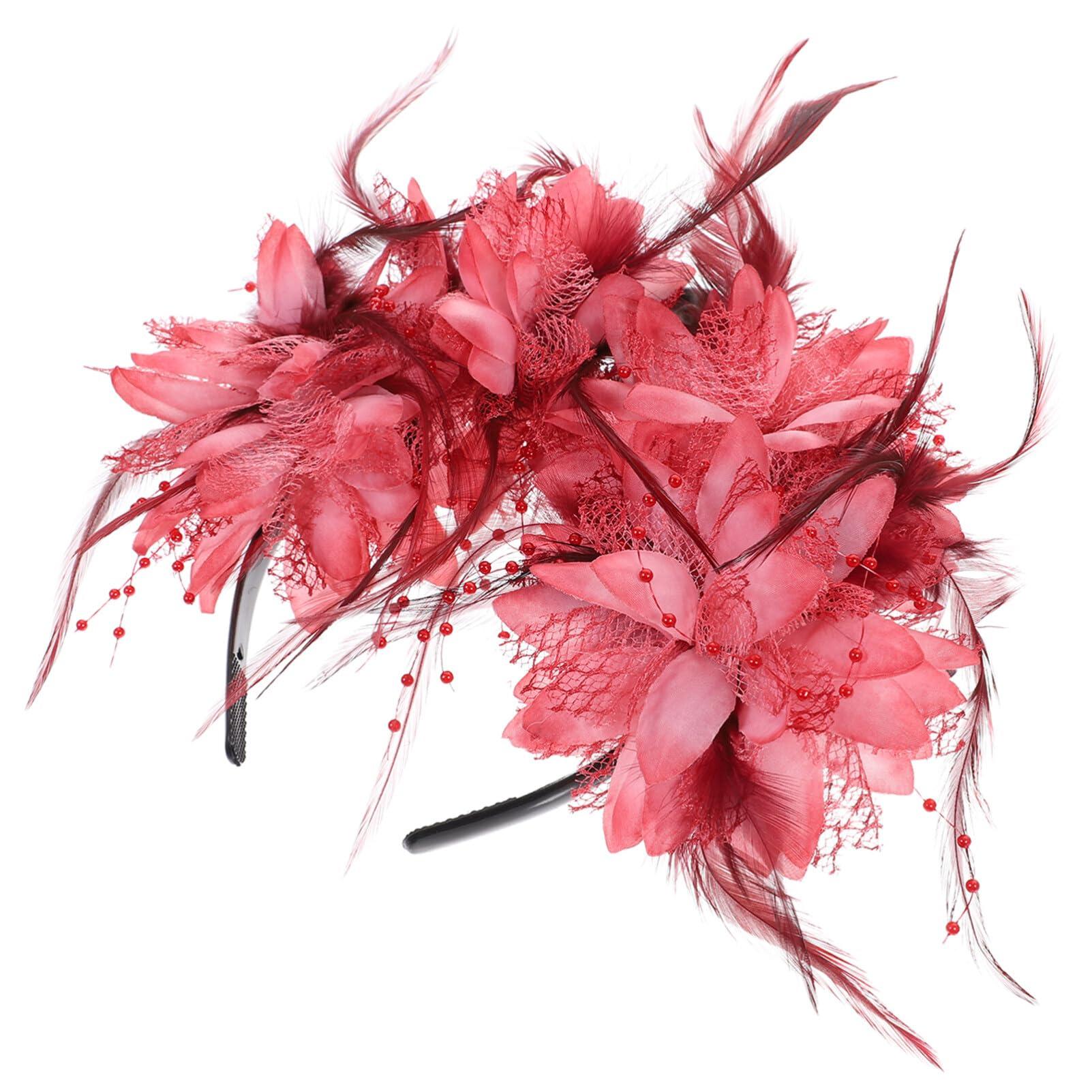 FOMIYES FOMIYES Halloween Flower Headband, Red Flower Headpiece, Artificial Flower Skull Head Buckle Hair Accessory, Day of the Dead Crown Headband, Cosplay Masquerade Party Custume